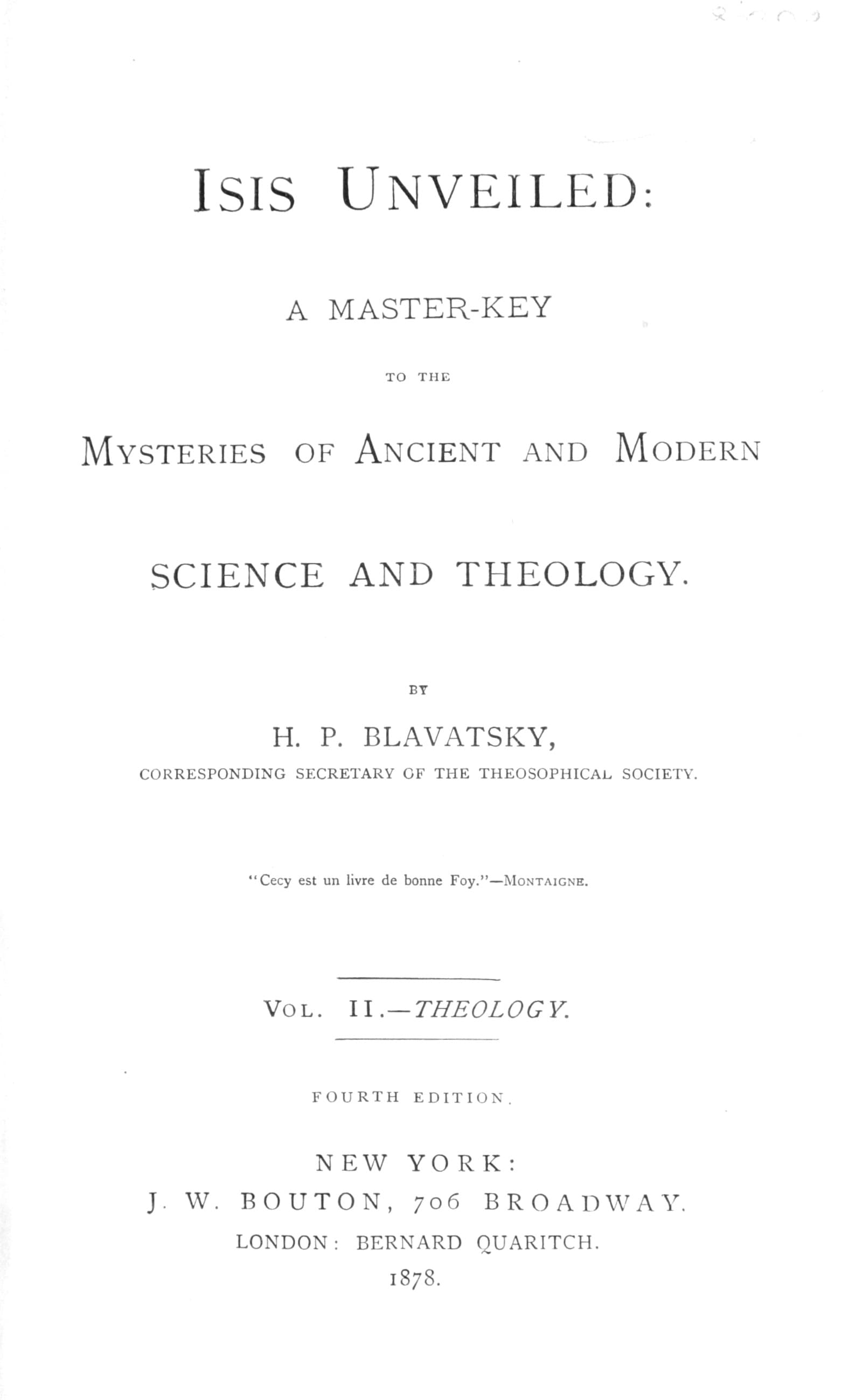 Cover of Isis Unveiled, Vol. 2: Theology